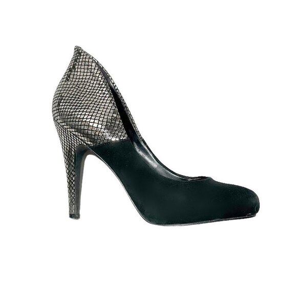 Aldo Women's Black Suede Silver Snakeskin High Heel Pump - Picture 1 of 5